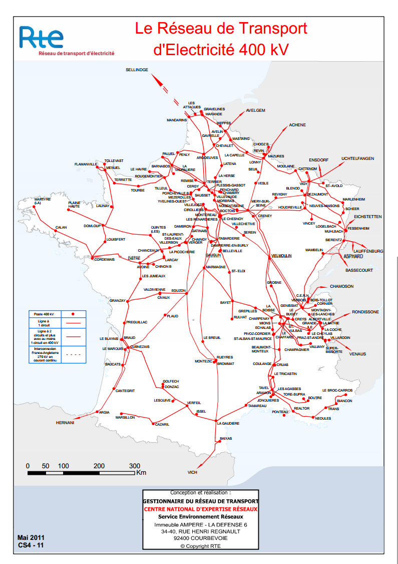 100 000 KM de lignes THT sont exploités par RTE sur la France